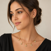 Ensemble collier et boucles d'oreilles papillon à 5 breloques |   Ensemble de bijoux 2 pièces