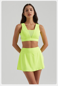 Vêtements de sport d'été pour femmes solide Yoga <span class=keywords><strong>Tennis</strong></span> costume respirant Spandex/Polyester taille haute minceur Figure-étreinte XXL - Product Image 2