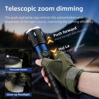 Lampe torche noire de chasse et de plongée, rechargeable par USB-C, longue portée, rétractable, zoom, haute capacité, pour l'extérieur