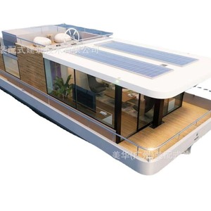 Barco Turístico de Lujo, Casa Flotante, Embarcación de Entretenimiento con Paredes de Vidrio y Paneles de Madera para Uso Recreativo - Product Image 3