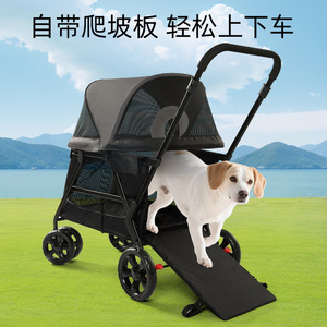 รถเข็นพับได้สำหรับสัตว์เลี้ยง รับน้ำหนักได้ 40 กก. สำหรับสุนัขและแมว ใช้กลางแจ้ง - Product Image 3