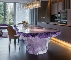 Comptoir d'accueil contemporain haut de gamme R070 en cristal écologique sur mesure – Mobilier de hall premium pour projets commerciaux - Product Image 4