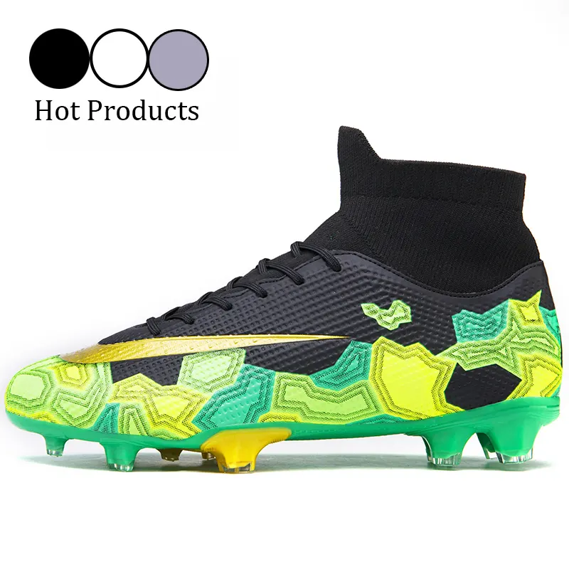 2022 Online Sale Men Kids FG Cleats Leather Sports Football Boots Soccer Shoes