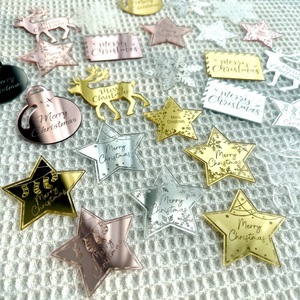 Decoraciones acrílicas para pasteles navideños con diseño de miel y dulzura, estrellas grabadas con láser, adornos para cupcakes con renos, artículos para fiestas - Product Image 1