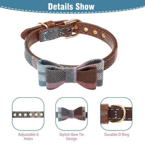 מתכווננת קלאסית כלב משובץ צווארון בנדאנה רצועה סט פעמון מוצק קטן בינוני כלבים כלבים חתולים אימון חופשה מתנה - Product Image 2