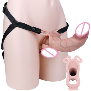 FAAK Silicone Penis Sleeve Strap on Hollow <b>Dildo</b> with Ferrule Penis ExtenderDelay Ejaculation Wearable Sex Toy for Men Wholesale - Product Image 1