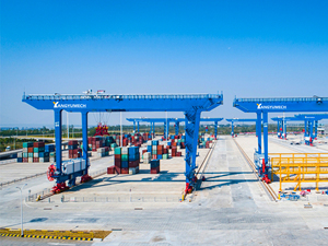 Vente directe usine CE de grues conteneursières RMG 20 tonnes montées sur rail à vendre – Densité d'empilage maximale, portées et hauteur de levage étendues - Product Image 1