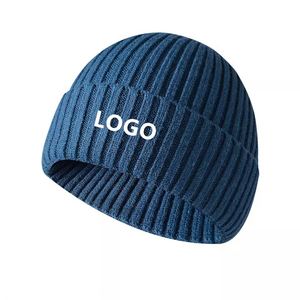 Bonnets personnalisés avec logo, casquettes OEM de haute qualité pour hommes, bonnets d'hiver tricotés épais et chauds, bonnets décontractés vierges avec logo personnalisé - Product Image 1