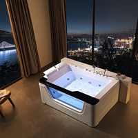 Vente chaude Villa famille Massage Spa cascade Spa bain à remous 2 personnes baignoires autoportantes acrylique Jacuzzie bains à remous baignoire