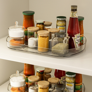 Organizador de tocadiscos Lazy Susan, organizador de latas giratorias de plástico transparente para <span class=keywords><strong>nevera</strong></span>, <span class=keywords><strong>bandeja</strong></span> de almacenamiento <span class=keywords><strong>giratoria</strong></span> para bebidas - Product Image 4