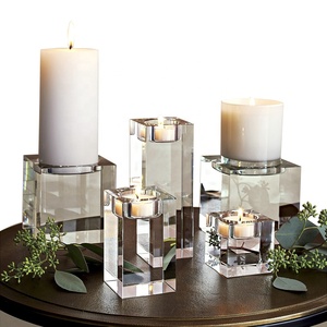 European Style Square Crystal Candle Holder <strong>Glass</strong> <strong>Candlestick</strong> for Party Home Wedding Decoration - Product Image 1