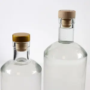 Biểu tượng tùy chỉnh 200ml 375ml 500ml 700ml 750ml 1000ml Boston Glass Wine chai Vodka Whisky rum chai thủy tinh với nút chai