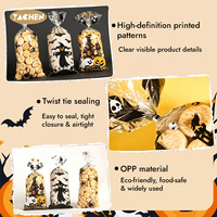 Bolsas de Regalo para Halloween YACHEN, Bolsas de OPP para Dulces, 120 Unidades, Cierres de Alambre, 12 Diseños, Venta al por Mayor para Fiestas de Disfraces, Golosinas para Niños