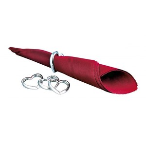 Juego de 4 servilleteros con forma de corazón en tono plateado para decoración de mesa - Product Image 1