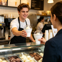 Gobelets à crème glacée biodégradables avec couvercles - Contenants à dessert jetables écologiques pour yaourts glacés, smoothies et glaces pilées