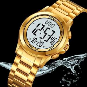 Reloj Deportivo Digital <span class=keywords><strong>Skmei</strong></span> 2271 para Hombre, Cronógrafo LED, Correa de Acero Inoxidable de Lujo, Resistente al Agua 30M, Doble Zona Horaria - Product Image 6