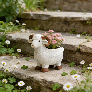 Pots en résine créatifs peints à la main avec des animaux <span class=keywords><strong>de</strong></span> dessin animé, pots <span class=keywords><strong>de</strong></span> <span class=keywords><strong>jardin</strong></span> respirants personnalisés pour la décoration <span class=keywords><strong>de</strong></span> bureau - Product Image 4
