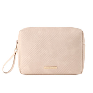 Cosmetic <b>Bag</b> <b>Mini</b> Travel Makeup Pouch Portable With Soft Handle Off White <b>Black</b> Pink Stripe Pattern Spring 2025 - Product Image 5