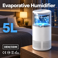 Humidificateur évaporatif intelligent 5L avec contrôle WiFi via application et lumière UV pour chambre à coucher et hôtel (vente en gros)
