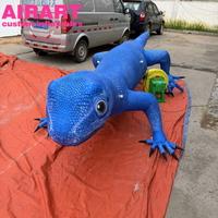 Lézard gonflable bleu décoratif publicitaire, gecko gonflable réaliste pour exposition