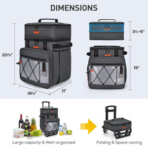 Portable Foldable Cooler Box Large Capacity Insulated Picnic Bag Waterproof Oxford Cloth Outdoor Use Grey - Product Image 2