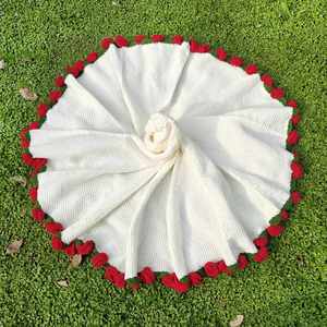 Crochet <b>Flower</b> <b>Bouquet</b> Graduation Handmade Knitted Rose Throw Blanket <b>Flowers</b> Summer Blankets Birthday Gifts - Product Image 3