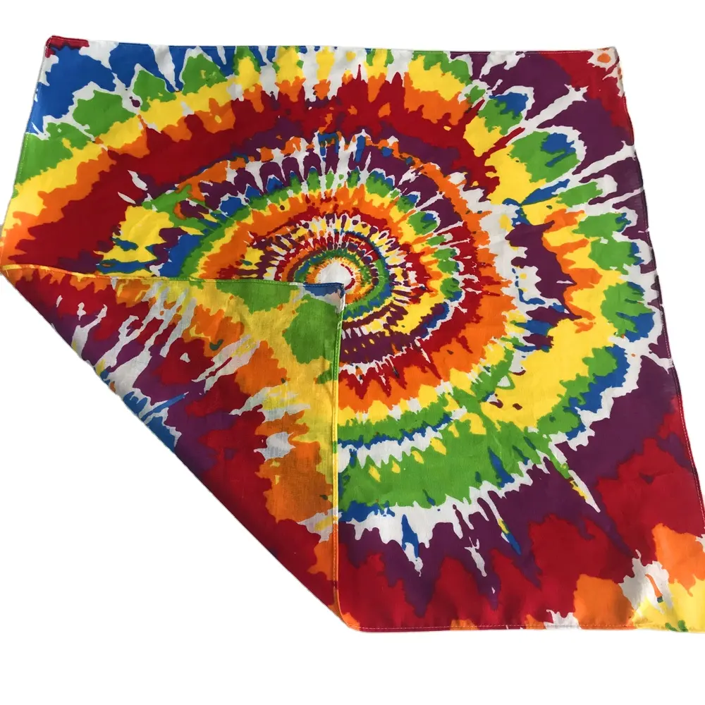 Bandana quadrada colorida de arco-íris para venda, estampa popular e moderna, 100% algodão, promoção