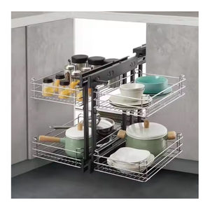 BENE di lusso moderno cromato <span class=keywords><strong>cucina</strong></span> di stoccaggio solido Base morbida-chiusura corridori regolabile magia angolo tirare cestini - Product Image 1