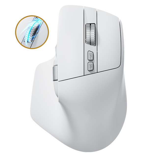 Fast Scroller Wheel 8000DPI Three Mode Wireless Mouse Ergo Rechargeable BT Mouse PAW3220 for Office