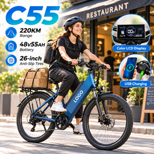 Bicicleta Eléctrica Chamrider de 750W para Reparto de Comida, 48V 55Ah, Neumático Antipinchazos 26x3.0, 80Nm de Torque, Bicicleta Eléctrica de Carga con Cuadro Bajo C55 - Product Image 1