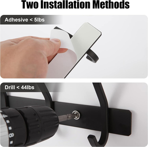 Kim Loại Màu Đen Tường Móc 5 Ba Áo Móc Treo Dọc Giá Cho Phòng Tắm Nhà Bếp Phòng Ngủ Thuận Tiện Treo Cho Áo Khăn Hat - Product Image 5