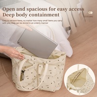 Nouveau sac fourre-tout en velours côtelé grande capacité pour femme, sac à bandoulière vintage, sac à main pour ordinateur portable, sac de shopping avec poches extérieures pour le travail et les voyages