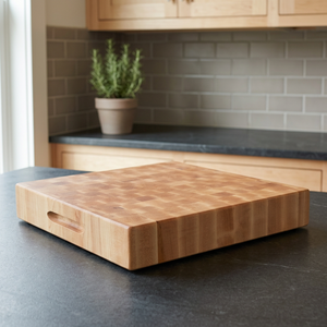 Planche à découper carrée en bois d'érable naturel bio, faite à la main, avec rainure pour les jus, résistante au lave-vaisselle, ustensile de cuisine - Product Image 3