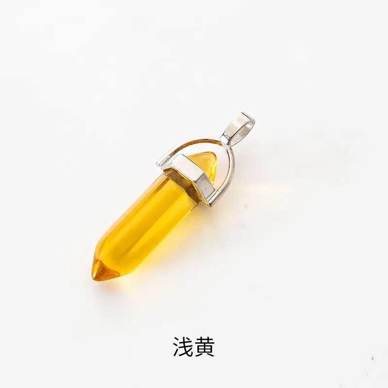 Wholesale Natural Healing Stone Crystal Hexagonal Point Agate Bullet Pendant Necklace For Gift