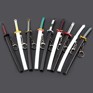 Porte-clés Demon Slayer de 17 cm, anime <span class=keywords><strong>Kimetsu</strong></span> <span class=keywords><strong>No</strong></span> <span class=keywords><strong>Yaiba</strong></span>, couteau de <span class=keywords><strong>ninja</strong></span> Tanjirou, katana japonais, mini sabre de samouraï en fer, jouet - Product Image 3