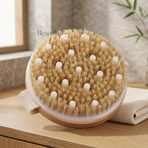 Brosse corporelle sèche en fibre végétale avec logo personnalisé, épurateur de peau exfoliant, masseur de cellulite, outil de bain, douche et spa pour lymphatique - Product Image 3