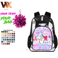 Sac à dos transparent en PVC imperméable, sac à dos tendance, vente en gros, sac d'école pour adolescents, sac de cheerleading, sac à dos pour ordinateur portable pour adultes, jeunes filles et hommes