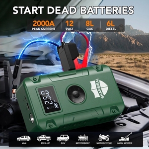 SHARMEAL OEM&ODM Démarreur de Voiture Portable 4-en-1 avec Batterie Externe <span class=keywords><strong>12V</strong></span>, Chargeur et Gonfleur de Pneus - Product Image 2