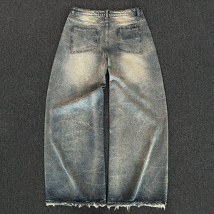 <span class=keywords><strong>Pantalones</strong></span> Vaqueros <span class=keywords><strong>Anchos</strong></span> Tipo Cimitarra de Mezclilla Lavada con Desgastes <span class=keywords><strong>para</strong></span> <span class=keywords><strong>Hombre</strong></span> Diseño Punk Urbano de Corte Holgado y Pierna Ancha con Parches - Product Image 2