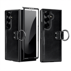 Fashion Luxury Electroplate Z Fold/Flip Case with Ring Built-in <b>Screen</b> & Lens Protector Shockproof Leather <b>Cover</b> for - Product Image 1