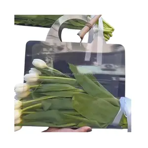 E-Commerce Leveranciers Pvc Bloemist Levert Groothandel Doorzichtige Plastic Bloemen Boeket Handvat Tas Voor Moederdag Of Valentijnsdag