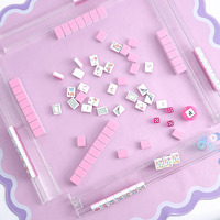 Nouvel ensemble de mahjong américain moderne de luxe personnalisé, automatique, en mélamine rose gravée, 160 tuiles, pliable, avec sac, écologique, pour poker