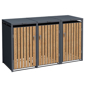 Copertura per Bidone della Spazzatura <span class=keywords><strong>in</strong></span> Acciaio Inox con Porta <span class=keywords><strong>in</strong></span> <span class=keywords><strong>Legno</strong></span>, Copertura per Bidone da Giardino, Copertura per Bidone della Spazzatura da Esterno - Product Image 3