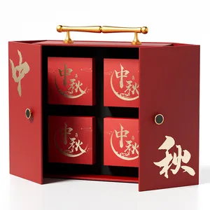 Chinese Mid Autumn Festival red mooncake box luxury moon cake paper box cardboard packaging