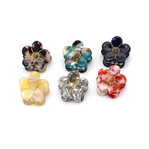 CANYUAN moda yaratıcı <span class=keywords><strong>2</strong></span>.5cm çiçek altın kazınmış asetat saç pençeleri sevimli Mini pençe klipler özel toptan - Product Image 1