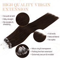 Extensions de cheveux Microlink, micro-boucles, cheveux humains doux, extensions de cheveux humains naturels, balayage brun foncé avec brun moyen