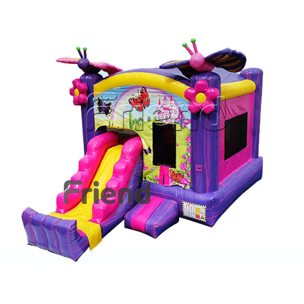 2021 Iaapa Party Verhuur Moonwalk 3 In 1 Opblaasbare Bounce Bouncy Huis 3D Vlinder Combo Vlinder Springkasteel Te Koop