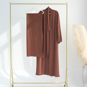 <span class=keywords><strong>Nisa</strong></span> abiti leggeri modesti da donna abbigliamento islamico Ramadan abbigliamento tradizionale Cardigan abito interno Abaya 2 pezzi - Product Image 6
