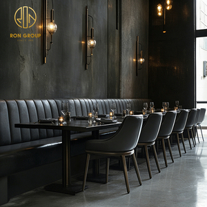 Ensemble de mobilier industriel en cuir noir facile à nettoyer pour restaurant de restauration rapide, <span class=keywords><strong>table</strong></span> et chaises, banquette et bancs de coin - Product Image 1
