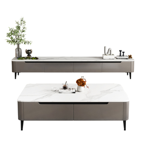 Slate Bàn cà phê TV Tủ đặt phòng khách <span class=keywords><strong>2025</strong></span> mô hình mới nhà căn hộ nhỏ kem cao cấp cảm thấy bàn cà phê gỗ rắn - Product Image 4